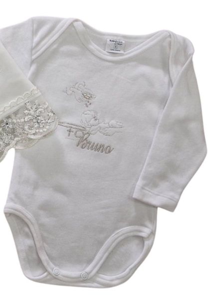 Immagine di Body Neonato 3-6-9 mesi PERSONALIZZATO manica corta o lunga nome ricamato