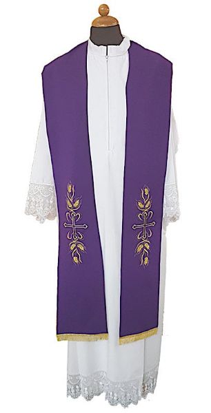 Picture of Clergy Stole | Two-color double-face | Vatican fabric | Cross, Spikes