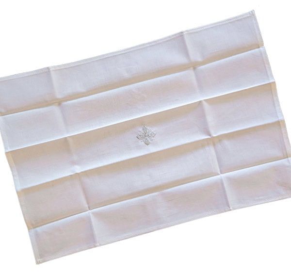 Immagine di 4 pezzi - Purificatoio Messa bianco in cotone ricamo Croce e merletto