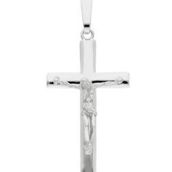Imagen de Cruz recta con Cuerpo de Cristo Colgante gr 5,8 Oro blanco macizo 18kt para Hombre