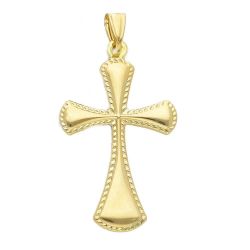 Picture of Rounded Cross with carved Edge Pendant gr 1,45 Yellow Gold 18k Hollow Tube for Woman 