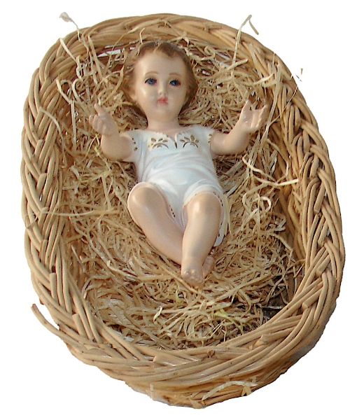 Immagine di Statua Gesù Bambino sdraiato 20 cm Lando Landi da esterno