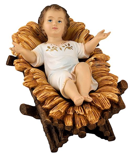 Immagine di Statua Bambinello Gesù con culla 14 cm resina Lando Landi
