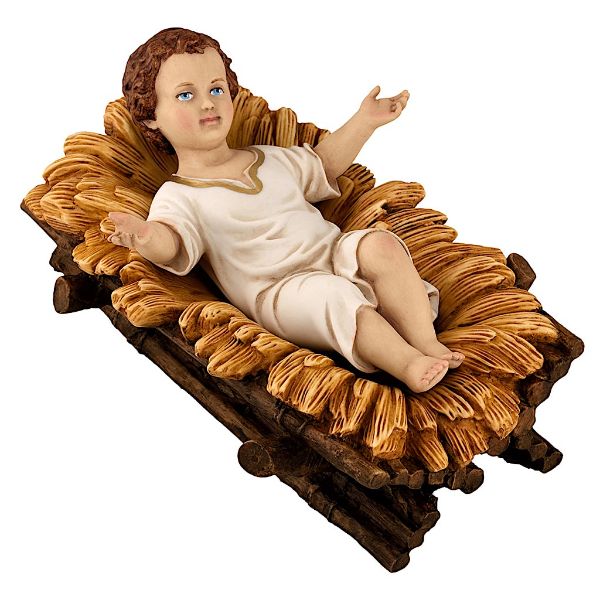 Immagine di Statua Bambinello Gesù con culla 14 cm resina Lando Landi