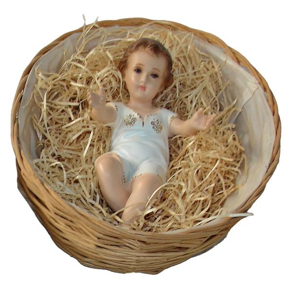 Immagine di Statua Gesù Bambino sdraiato 24 cm Lando Landi da esterno