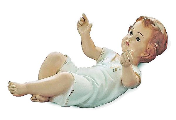 Immagine di Statua Gesù Bambino sdraiato 33 cm Lando Landi da esterno