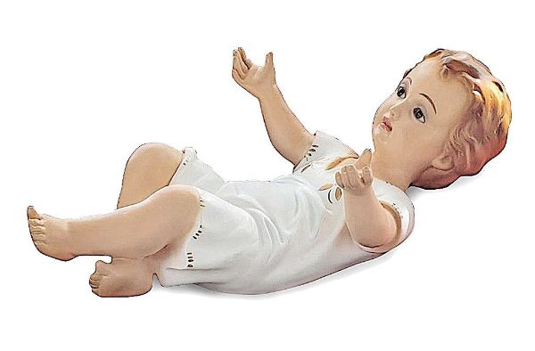 Immagine di Statua Gesù Bambino sdraiato 38 cm Lando Landi da esterno