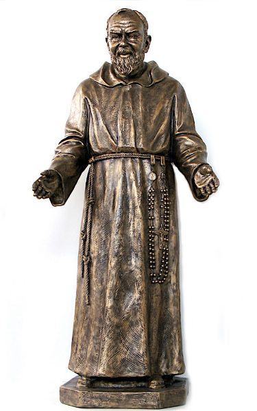 Immagine di Statua grande Padre Pio effetto bronzo 150 cm