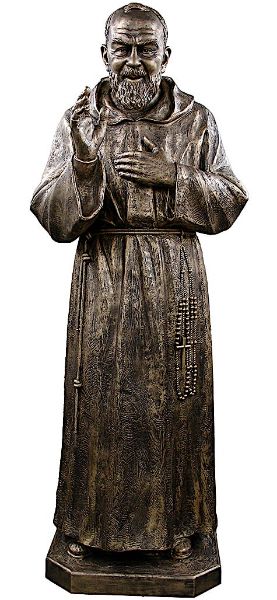 Immagine di Statua Padre Pio altezza uomo 175 cm effetto bronzo