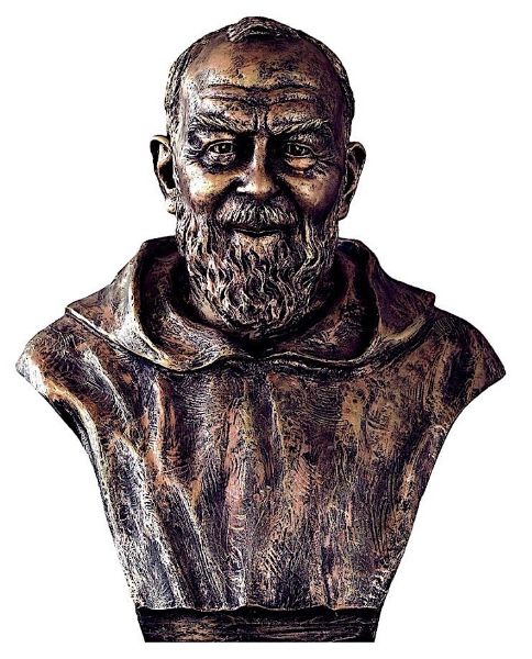 Immagine di Busto Padre Pio effetto bronzo 60 cm