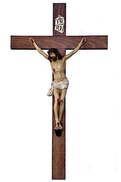 Immagine di Crocifisso con Croce in legno 55/25 cm Lando Landi resina