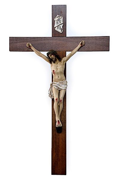 Immagine di Crocifisso con Croce in legno 75/35 cm Lando Landi resina