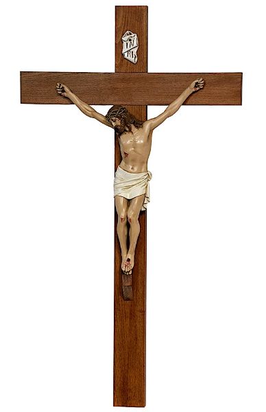Immagine di Crocifisso con Croce in legno 100/50 cm Lando Landi resina
