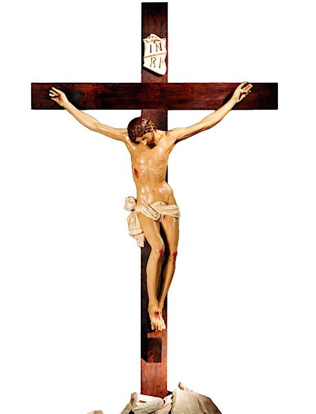 Immagine di Crocifisso con Croce in legno 240/120 cm Lando Landi vetroresina