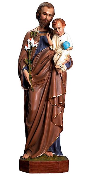 Immagine di Statua grande San Giuseppe con Bambino 125 cm da esterno