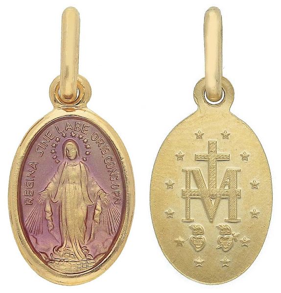 Immagine di Medaglia Miracolosa gr 1,4 oro giallo 18k e smalto viola