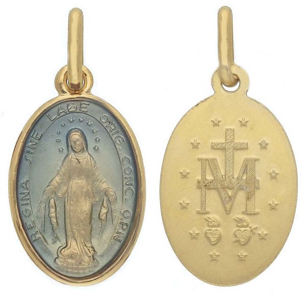Imagen de Medalla la Milagrosa gr 2,2 oro amarillo 18k esmalte azul