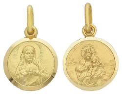 Medaglia Scapolare In Argento Sterling 925 – Vergine Del Carmen E Sacro Cuore Di Gesù, Diametro 14mm, Ciondolo Religioso Unisex