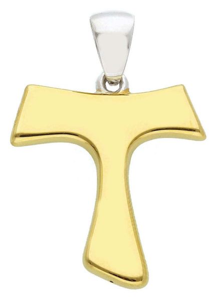 Imagen de Cruz Tau moderna gr 1,6 oro blanco / amarillo 18k