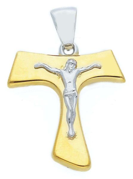 Imagen de Crucifijo Tau gr 1,9 de oro blanco / amarillo 18k