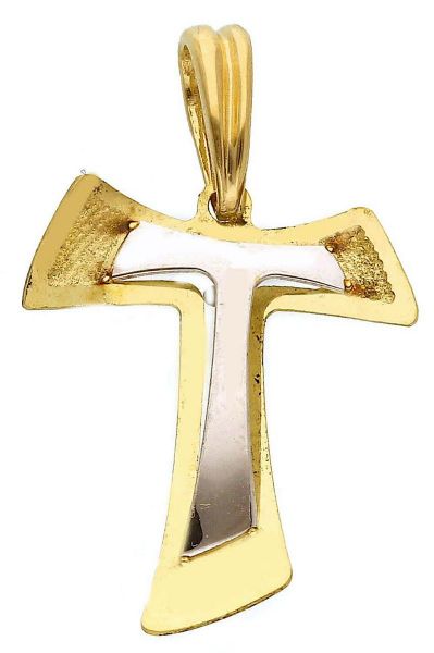 Immagine di Croce Tau doppia gr 1 oro giallo / bianco 18k