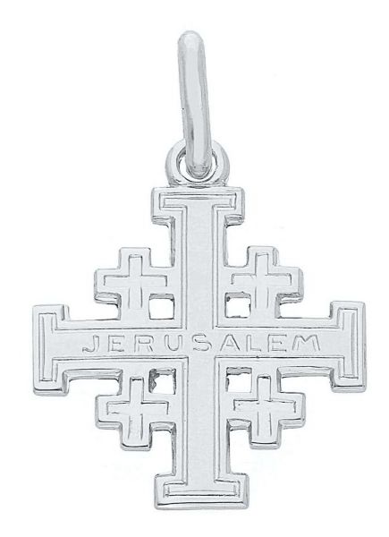 Imagen de Cruz doble trilobulada gr 1,65 oro blanco macizo 18k
