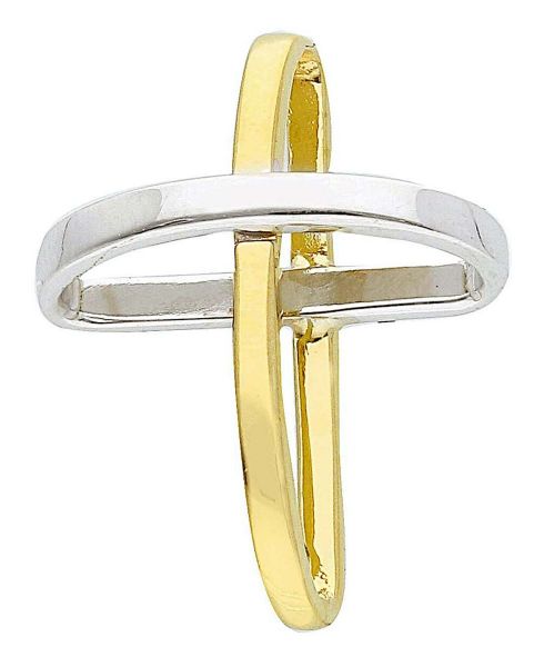 Immagine di Croce donna ad anello gr 1,6 oro giallo / bianco 18k