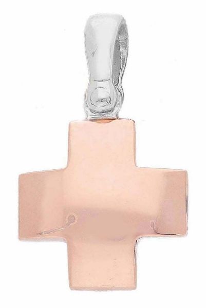 Immagine di Croce quadrata liscia gr 2 oro rosa 18k