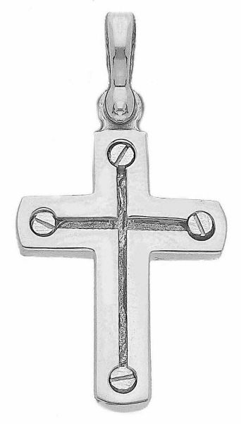 Imagen de Cruz con tornillos gr 2,7 oro blanco 18k para hombre