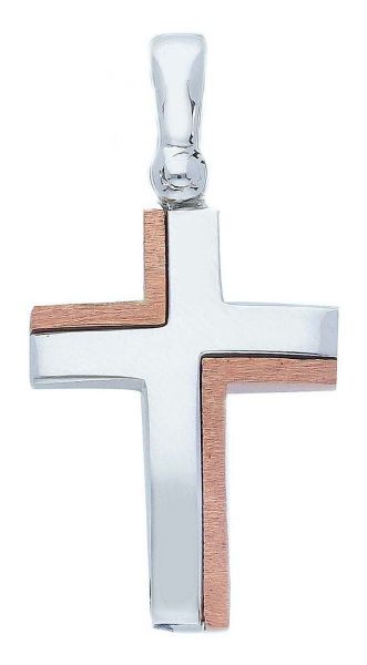 Picture of Double Cross Pendant gr 2,7 solid rose / white gold 18k