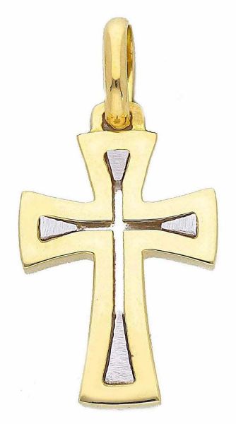 Imagen de Cruz doble gr 3,3 oro blanco / amarillo macizo 18k