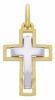 Imagen de Cruz doble gr 3 oro bicolor macizo 18k para hombre