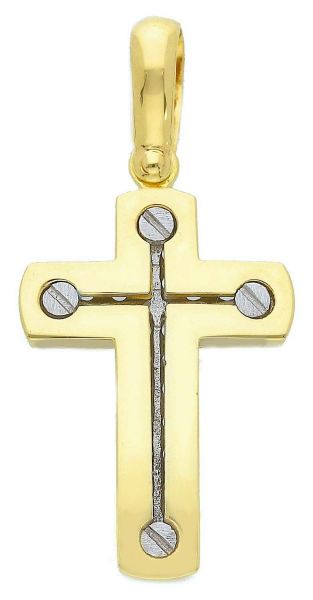 Imagen de Cruz con tornillos gr 5,6 oro bicolor 18k para hombre