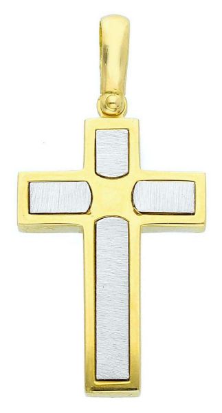 Picture of Cross with inserts gr 8,7 solid yellow / white gold 18k