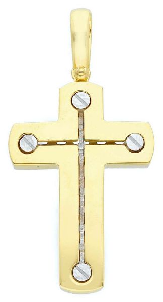 Imagen de Cruz con tornillos gr 13 oro bicolor 18k para hombre