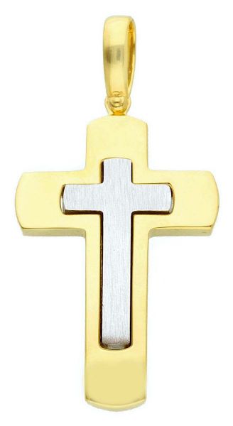 Picture of Double rounded Cross gr 15,2 solid yellow / white gold 18k