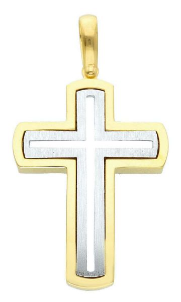 Immagine di Croce tripla stondata gr 18,5 oro giallo / bianco 18k