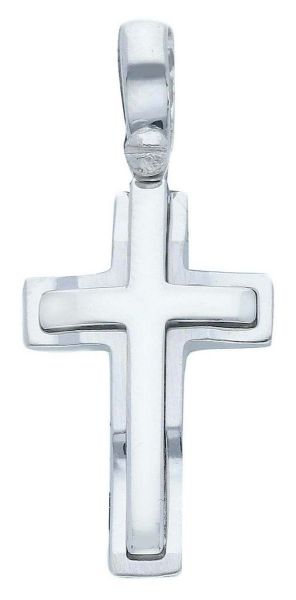 Imagen de Cruz doble gr 2 oro blanco macizo 18k