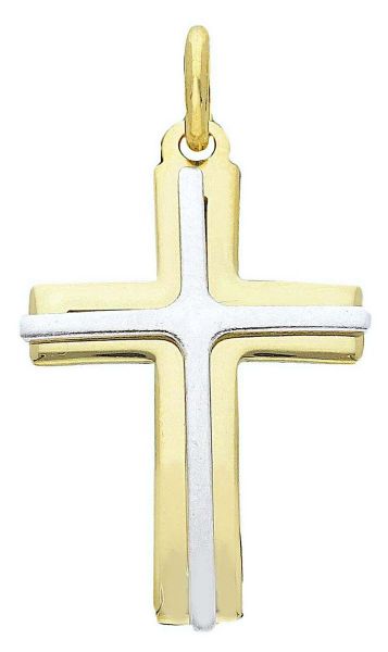 Picture of Double arch Cross gr 1,3 solid yellow / white gold 18k