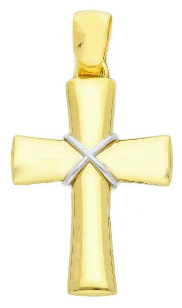 Imagen de Cruz acampanada con nudo gr 3,6 oro blanco / amarillo 18k
