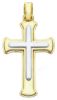 Immagine di Croce doppia Bizantina gr 4,3 oro giallo / bianco 18k