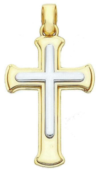 Immagine di Croce doppia Bizantina gr 4,3 oro giallo / bianco 18k