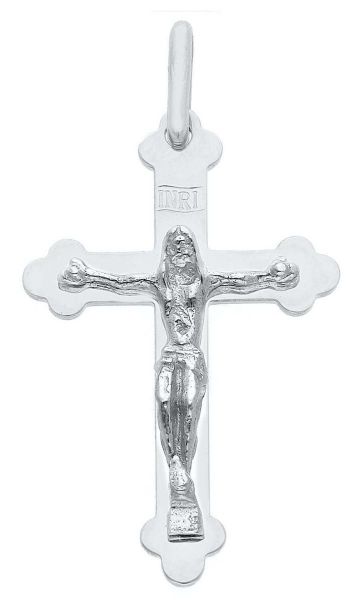 Imagen de Crucifijo trilobulado gr 2,5 oro blanco macizo 18k para mujer