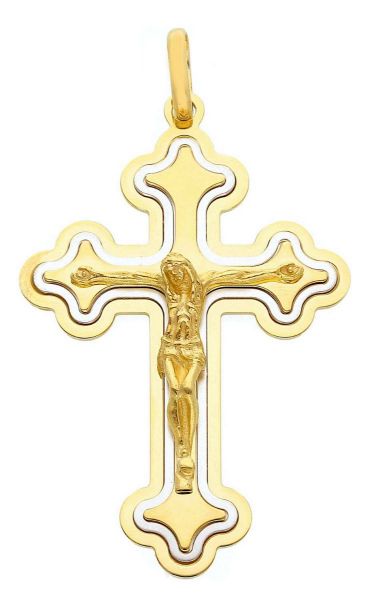 Picture of Triple Crucifix gr 14 solid yellow / white gold 18k