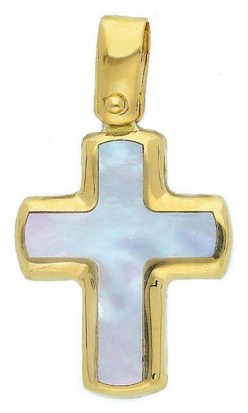 Picture of Mother of pearl Cross Pendant gr 1,5 yellow gold 18k