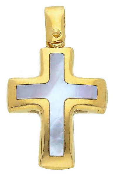 Picture of Mother of pearl Cross Pendant gr 1,7 yellow gold 18k