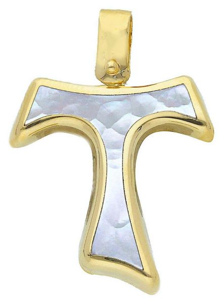 Imagen de Cruz de Tau gr 1,8 oro amarillo 18k con madreperla