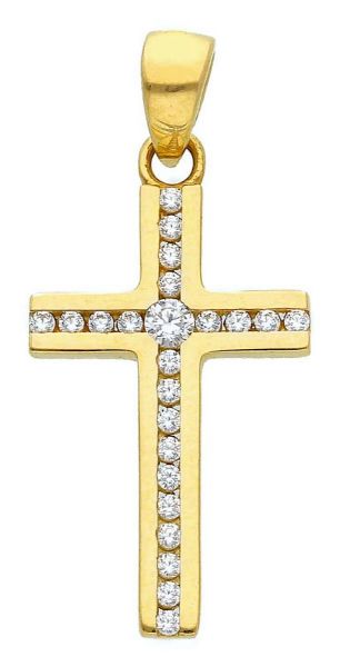 Imagen de Cruz recta gr 1,2 oro amarillo 18k y zircones