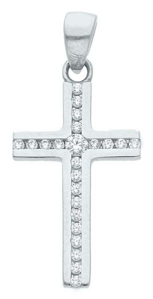 Picture of White gold 18k woman Cross Necklace gr 1,15, zircons