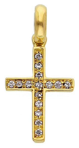 Imagen de Collar Cruz 15 zircones gr 1,05 oro amarillo 18k para mujer